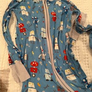 Little Sleepies Blue Robot Print Onesie